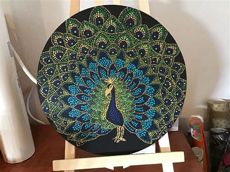 Peacock on round canvas | Dot art painting, Mandala wall art, Mandala art lesson