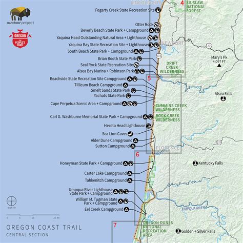 Oregon Coast Camping Map oregon Coast Map Pdf Secretmuseum | secretmuseum