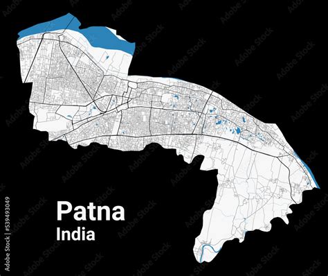 Patna map. Detailed map of Patna city administrative area. Cityscape ...