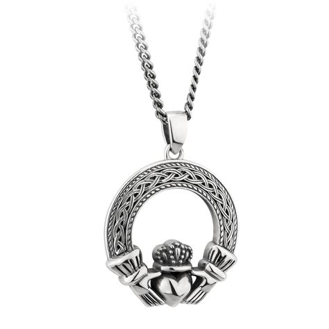 Handmade Sterling Silver Celtic Knotwork Claddagh Pendant