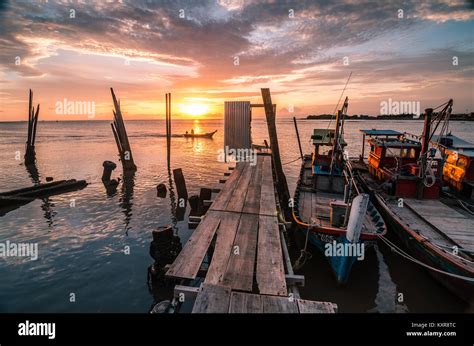 Beautiful sunset at Kuala Kedah Fishing Village. Kedah located in ...