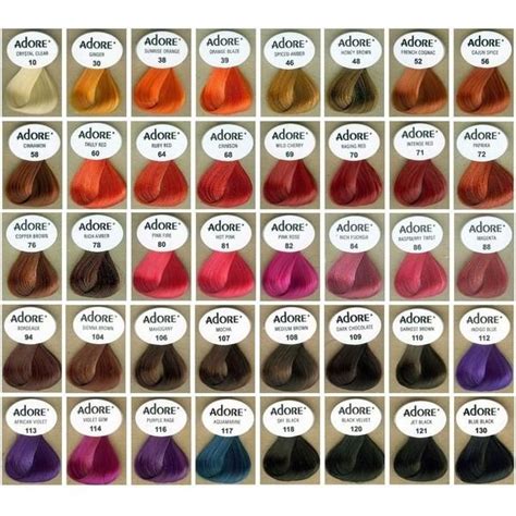 Adore Hair Color Chart