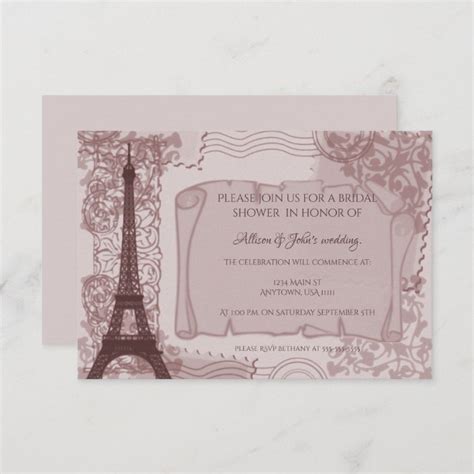 Pink Parisian Bridal Shower Invitation | Zazzle.com