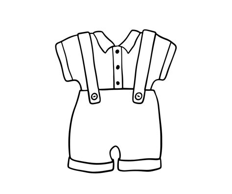 Infant boy cute clothes doodle. Outline sketch Baby clothes isolated on ...