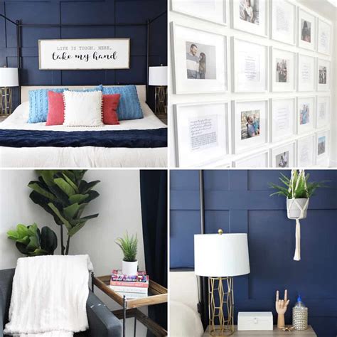 Master Bedroom with Blue Accent Wall - Pretty Providence