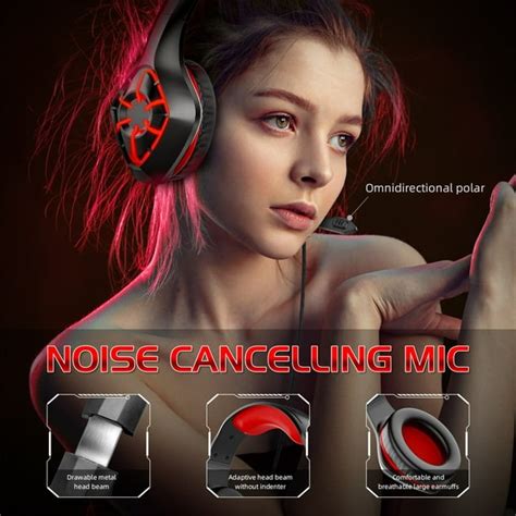 XEOVHVLJ Around-Ear Bass Gaming Headset Surround Sound Headphones With Noise Cancelling ...