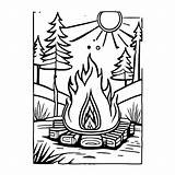 Ausmalbild Lagerfeuer · Creative Fabrica sketch template
