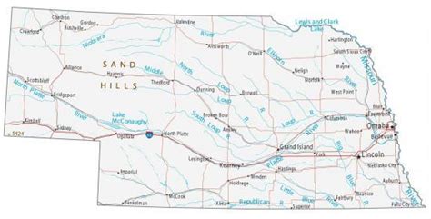 Nebraska Lakes and Rivers Map - GIS Geography