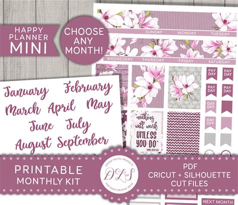 PRINTABLE Monthly Planner Stickers, Mini Happy Planner Monthly Stickers ...