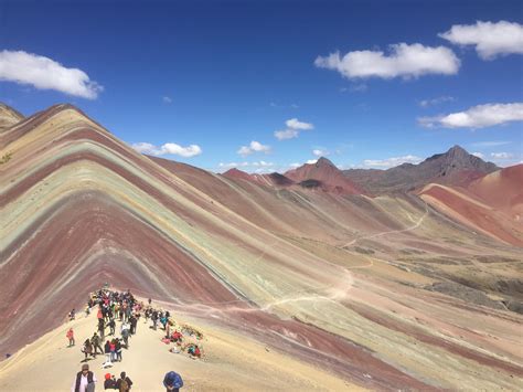 Rainbow Mountain in Cusco Peru. At about 5200m above sea level, there is only roughly 54% of the ...