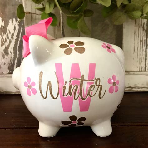 Personalized Flower Piggy Banks for Girls Banks for Girls | Etsy