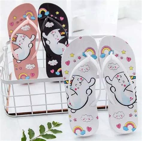 [Az] - Sandal Jepit Motif Rainbow Cat - - Jepit Murah - Jepit Santai - Trendy - Jepit Wanita ...