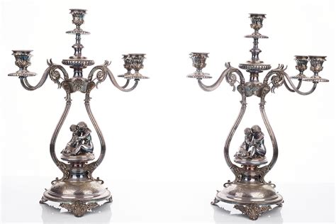 Pair of Silver Plated Candelabra - Shapiro Auctioneers