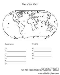 Continents and Oceans Quiz Printout - EnchantedLearning.com | Continents and oceans, Teaching ...