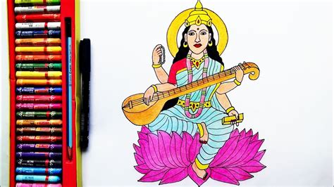 How To Draw Maa Saraswati Part Step By Step Saraswati Mata Drawing | The Best Porn Website