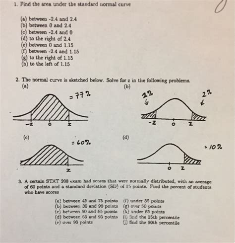 Solved: 1. Find The Area Under The Standard Normal Curve (... | Chegg.com