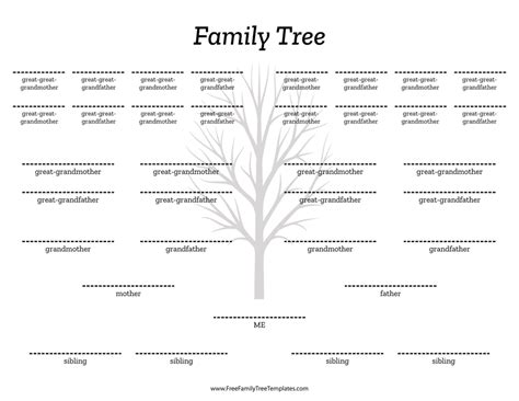 Free Printable 5 Generation Family Tree Chart - Printable Templates