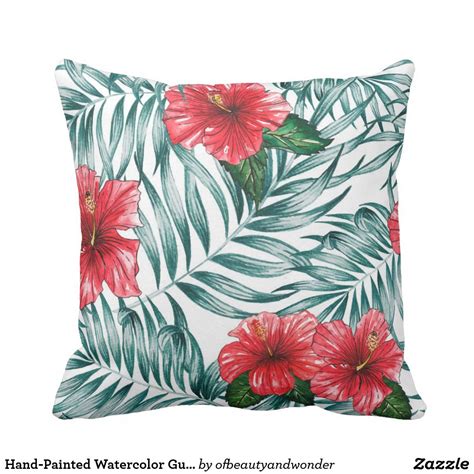 Hand-Painted Watercolor Gumamela Flowers | Pillow | Floral pillows, Pillows floral, Gumamela