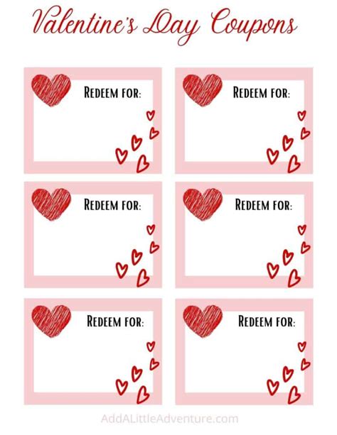 Free Printable Valentine Coupons for Kids and Adults