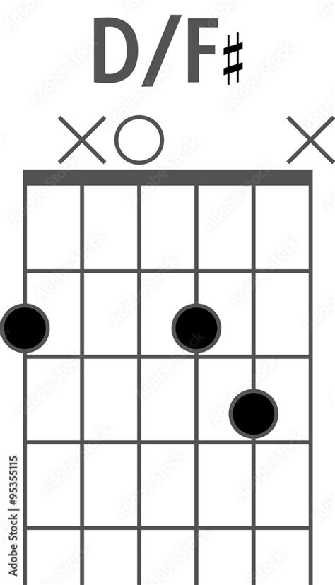 Guitar chord diagram to add to your projects, D on F sharp Stock Vector ...