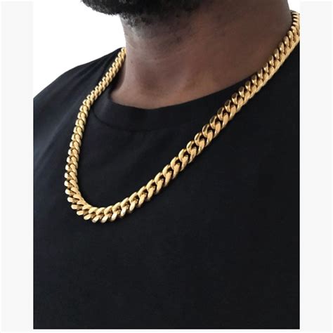 Luxury 18K Gold Covered Mens Chunky Cuban Chain Necklace 24 inch 14mm – C&S