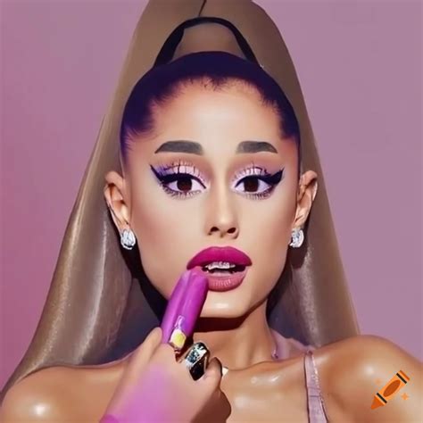 Ariana grande with full lips and makeup on Craiyon
