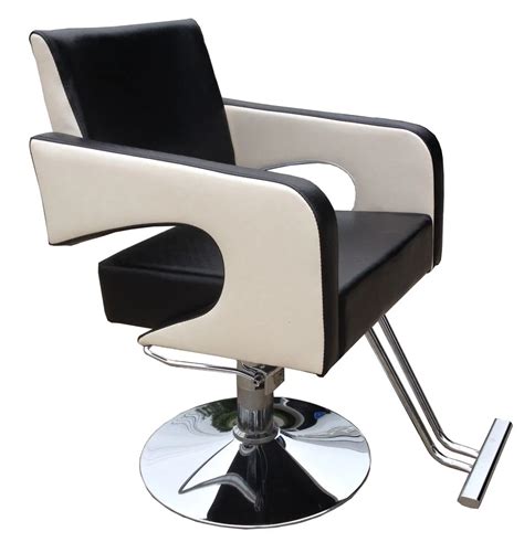 Salon haircut chair. Hair salons fashion black and white beauty care chair. Stool. Rotating ...