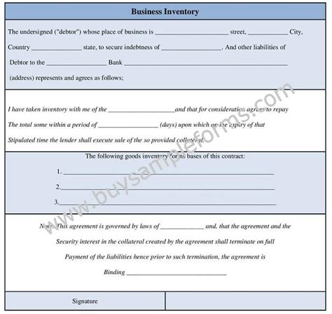 Download Business Inventory Form Template - Sample, Example