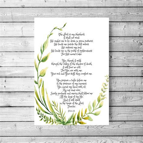 Psalm 23 Wall Art, The Lord is My Shepherd Print, Bible Verse Print ...