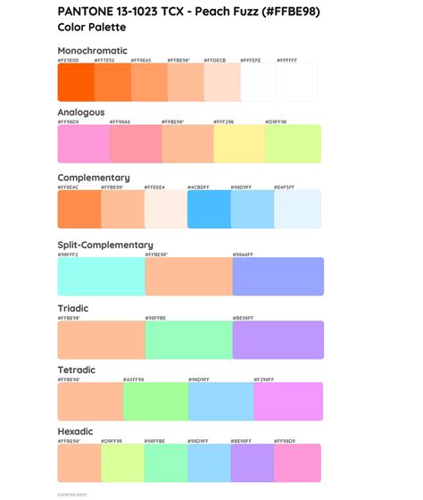 PANTONE 13-1023 TCX - Peach Fuzz color palettes - colorxs.com