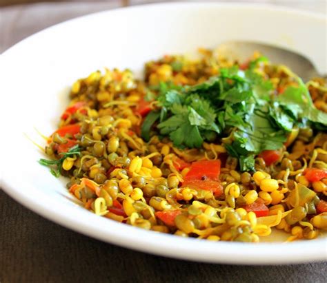 Mung Bean Sprouts sauteed with spices. Vegan Glutenfree Breakfast - Vegan Richa