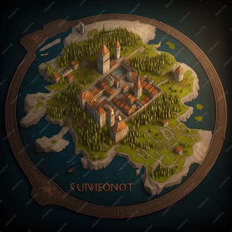 Premium AI Image | Medieval kingdom 3D round map volumetric city map of the middle ages digital ...