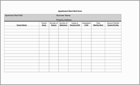 Free Printable Rent Roll Form - Printable Forms Free Online