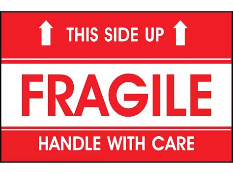 "This Side Up/Fragile/Handle with Care" Label - 3 x 5" S-5947 - Uline