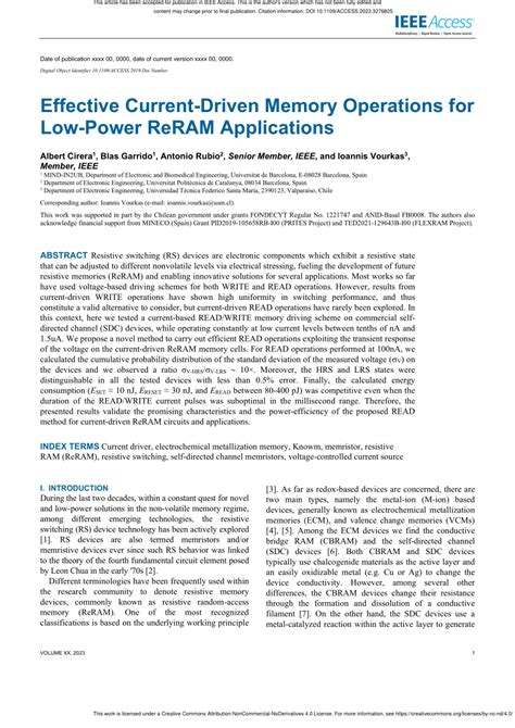 (PDF) Effective Current-Driven Memory Operations for Low-Power ReRAM Applications