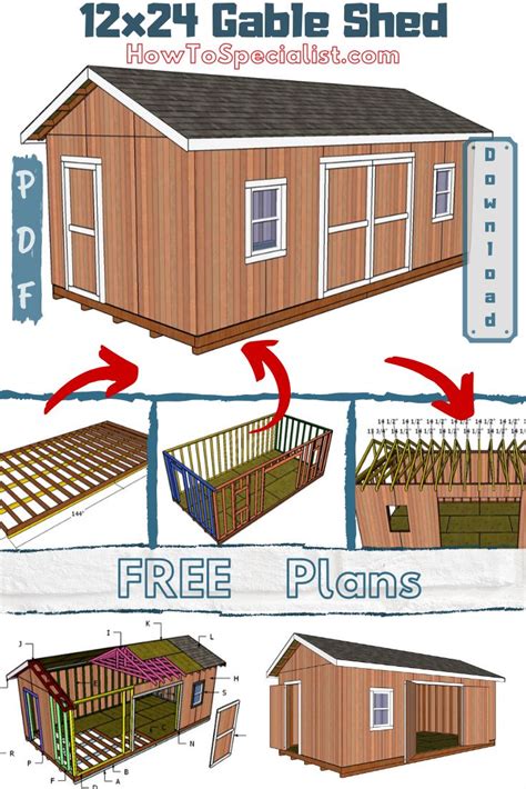 12x24 Shed Plans - Free DIY Plans | HowToSpecialist - How to Build, Step by Step DIY Plans ...