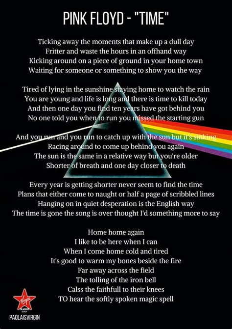 Pink Floyd Time Lyrics | Pink floyd, Time pink floyd, Pink floyd lyrics time