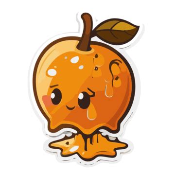Cute Cartoon Apple Sticker With Liquid And Drips On It Clipart Vector, Sticker Design With ...