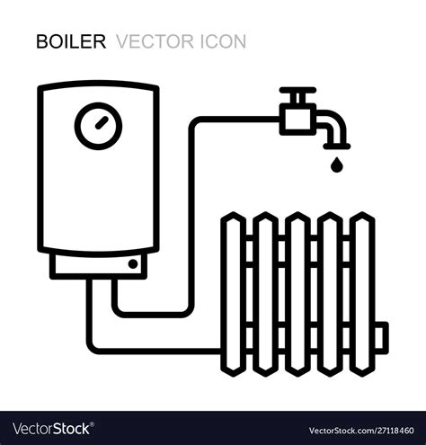 Boiler line icon symbol heating Royalty Free Vector Image