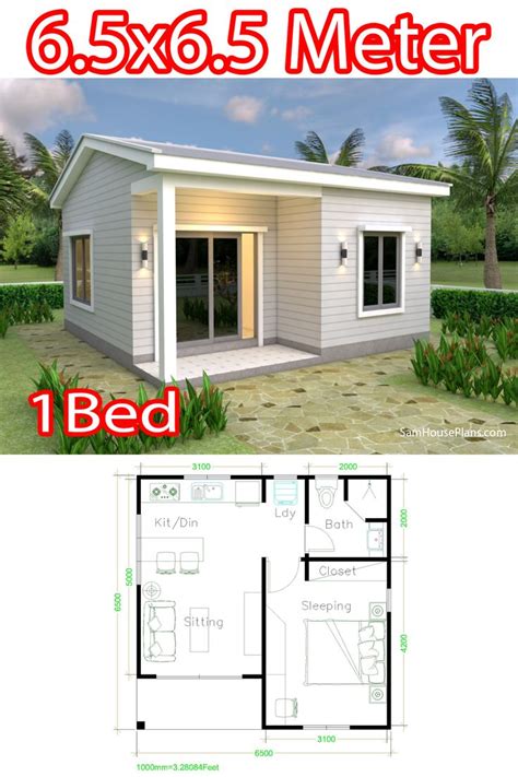 Small House Plans 21x21 Feet | One Bedroom