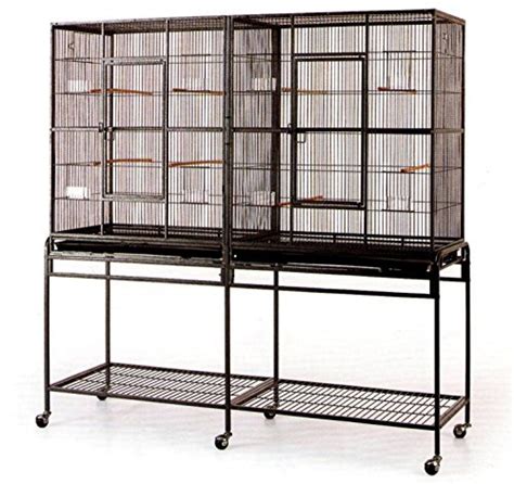 Large Double Flight Bird Wrought Iron Double Cage w/ Slide Out Divider ...