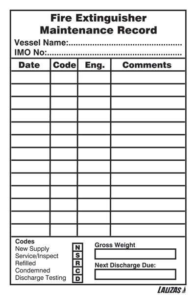 Fire Extinguisher Inspection Log Printable - Fire Extinguisher Inspection Log Template - NICE ...