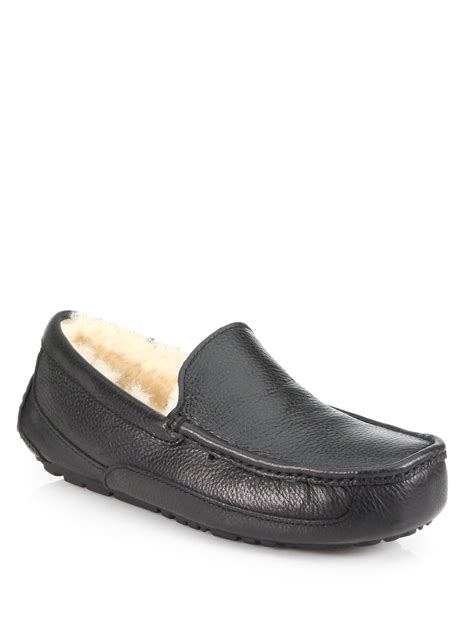 Ugg Ascot Shearling Slippers in Black for Men | Lyst