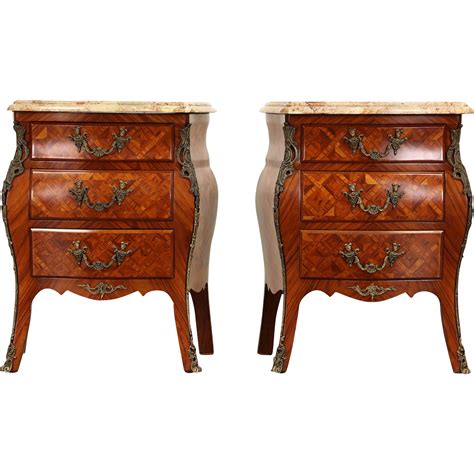 Pair of Italian Rosewood Marquetry Marble Top Chests, End Tables or Nightstands | Marble top ...