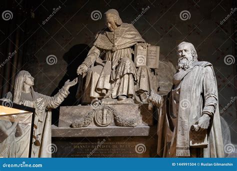 Paris, France, March 27, 2017: Jean-Baptiste De Belloy Statue Inside Notre Dame. Archbishop ...