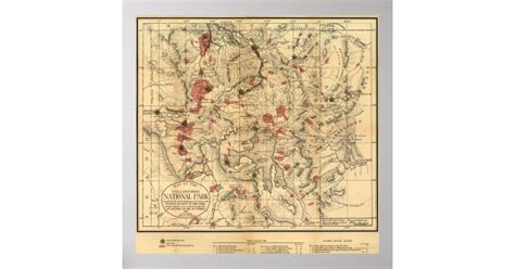 Vintage Map of Yellowstone National Park (1881) Poster | Zazzle