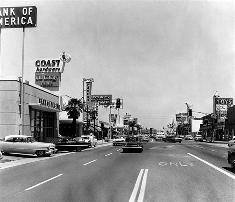 Ventura Boulevard in Studio City looking east from the intersection of Vantage (ca. 1962). The ...