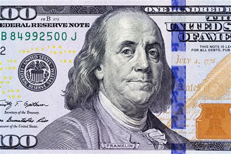 Benjamin Franklin On The 100 Dollar Bill Macro Photo United States Of ...