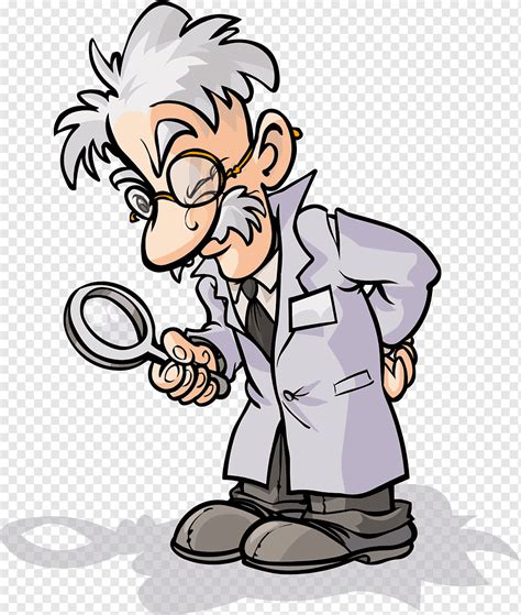 Magnifying glass Scientist Cartoon, scientist, glass, white, hand png | PNGWing