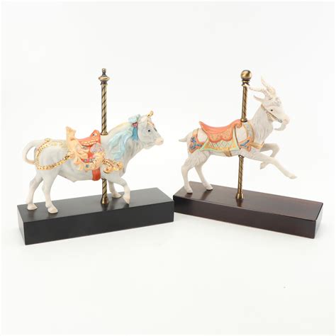 Cybis Porcelain Carousel Bull and Goat Figurines | EBTH